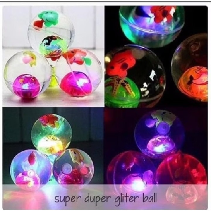 Grosir Isi 12Pcs Mainan Bola Bekel LED Jumbo Nyala Warna-Warni