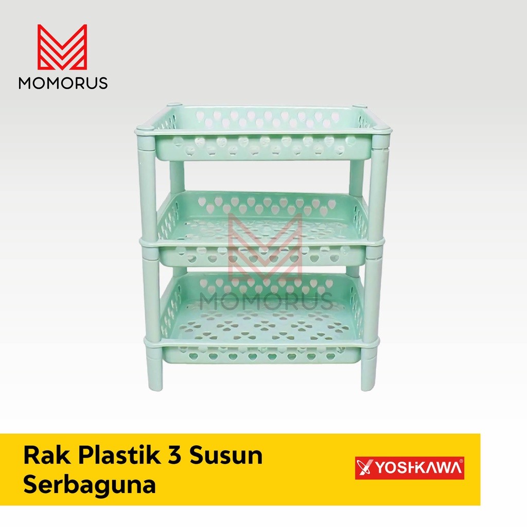 Grosir Yoshikawa Rak Serbaguna Susun Multifungsi Organizer Rak Plastik 3 Susun Rak Dapur Sebaguna