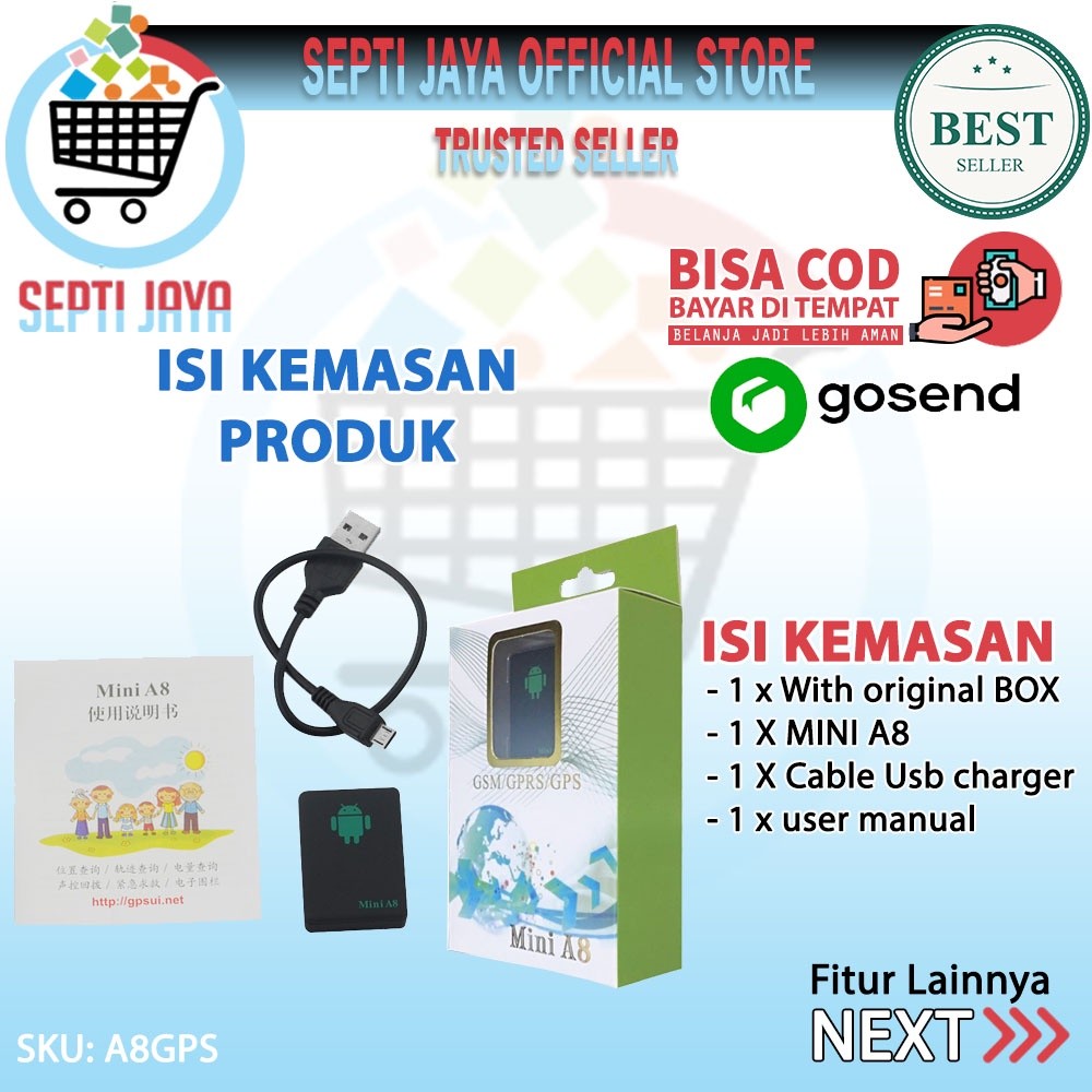 Pelacak GPS Mini A8 Intelijen Alat Pelacak Mobil Motor Pelacak GPS GSM GPRS Alat pelacak anti Maling