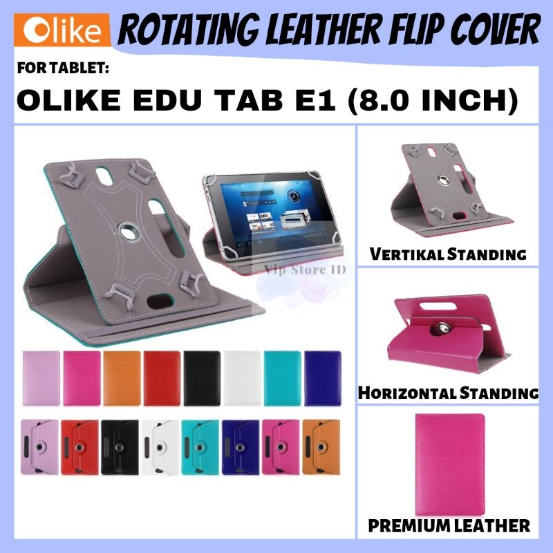 OLIKE EDU TAB TABLET EDUTAB E1 8 INCH INCI ROTATE FLIP BOOK COVER CASE CASING SARUNG KESING FLIPCASE