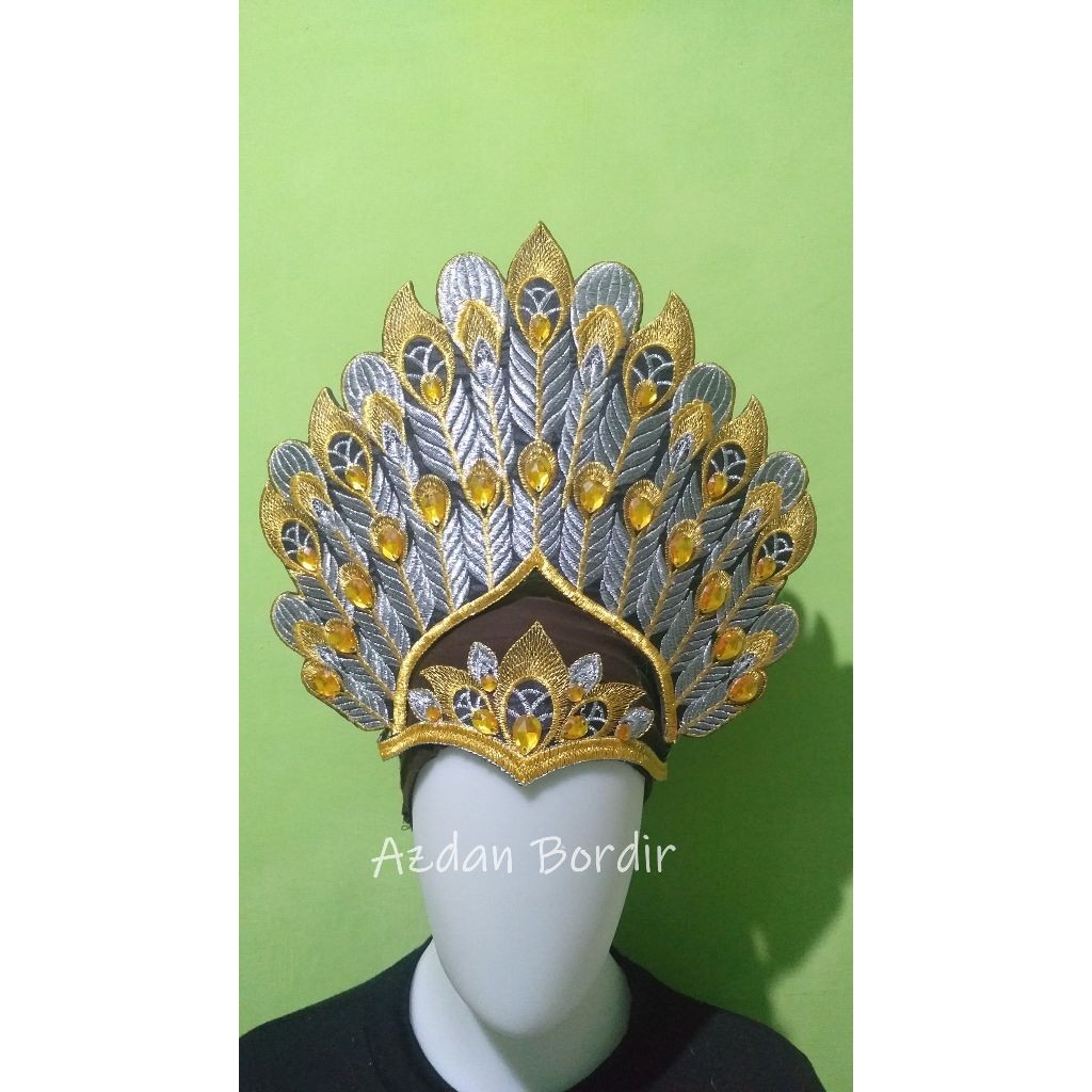Renda Bordir Mahkota Aksesoris Tari Siger Bulu Merak