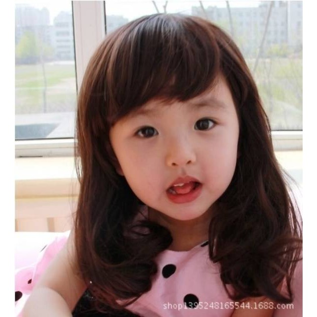 Rambut Palsu Anak Panjang Pendek Bergelombang Wig Rambut Anak Lucu Impor Lembut / Wig Anak Hitam