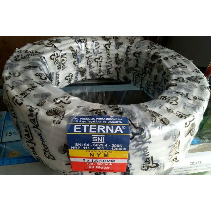 Kabel Eterna Nym 2X1.5/Kabel Listrik Eterna.Per Roll 5Mtr