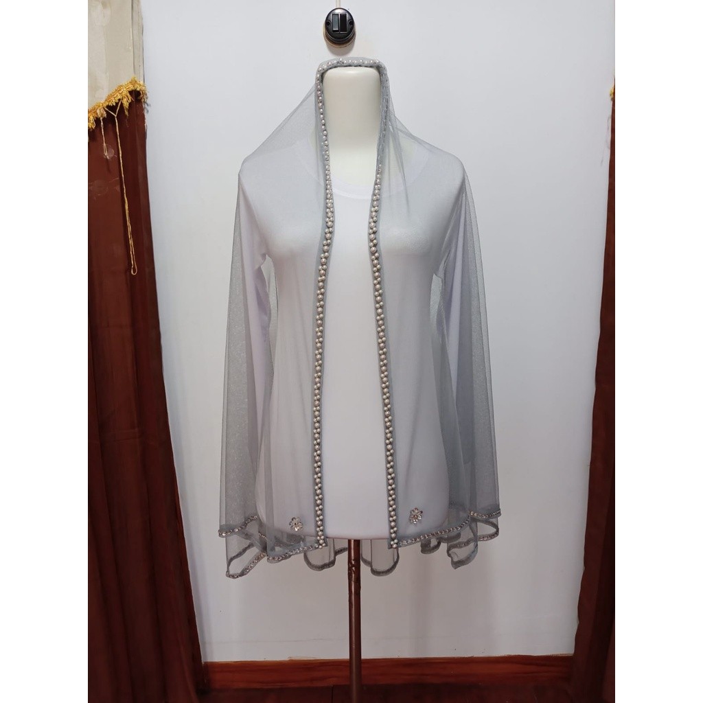 Kerudung Ibu Besan abu/ kerudung Ibu Mertua/ veil pengantin Kerudung Pengantin aksesoris