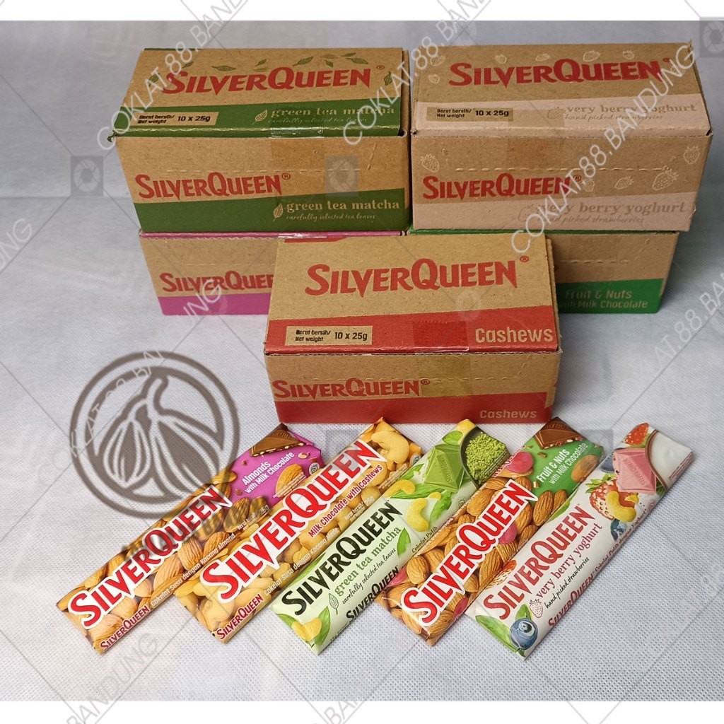

SILVERQUEEN 1 BOX 22 GRAM 10 PCS MINI, COKLAT SILVERQUEEN 22 gr KECIL, SILVERQUEEN CHUNKY BAR 26gr