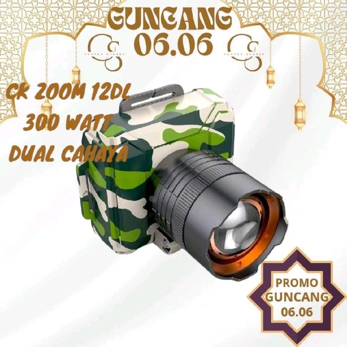SENTER KEPALA ZOOM LED KISEKI 300WATT / 250 WATT CAHAYA PUTIH CAHAYA KUNING