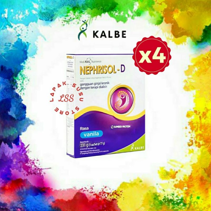 

4 Box Nephrisol D 210 Gr Vanilla Kalbe