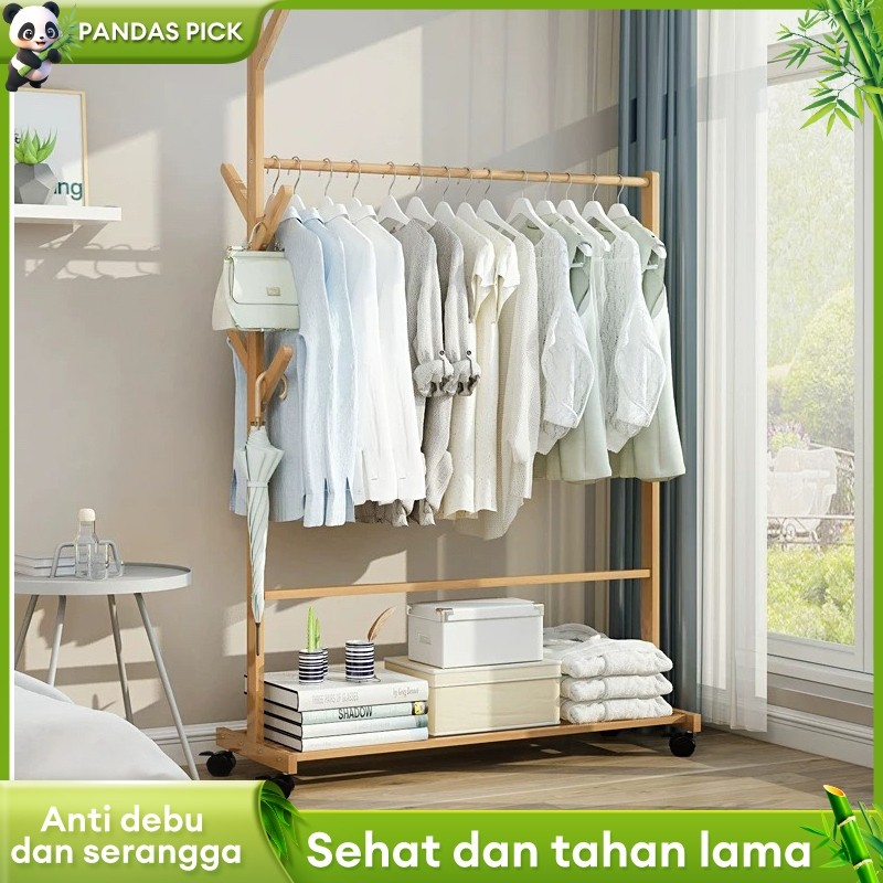Stand Hanger Rak Baju Gantung Kayu Gantungan Baju Berdiri Stand Hanger Rak Baju Estetik Minimalis