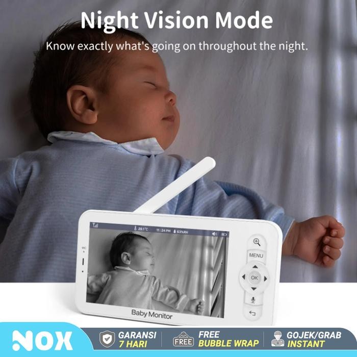 Baby Monitor Layar Lcd 5" App Control Cctv Monitor Bayi Night Vision
