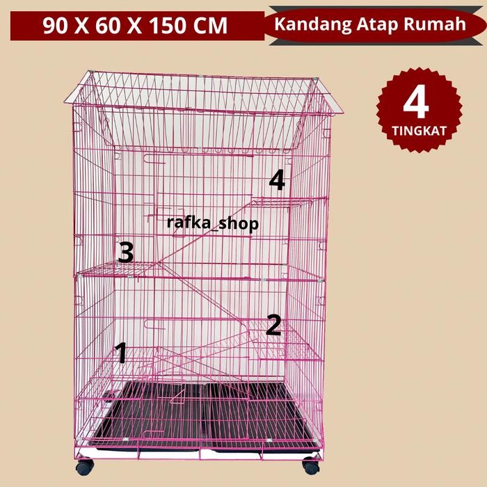 Ready SPK KANDANG KUCING JUMBO 4 TINGKAT + RODA EXTRA JUMBO + BONUS TEMPAT MAKAN KUCING