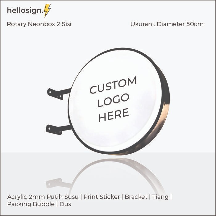 Neon Box Bulat 2 Sisi Neon Box Sticker + Lampu Led Neon Box Custom Terlaris