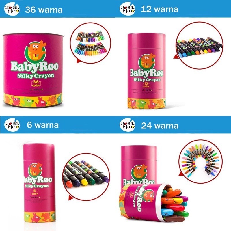 

Meriyah Storee - [ABCKIDS] Joan Miro Babyroo Washable 6pcs 12pcs or 24pcs Silky Crayon Baby Roo