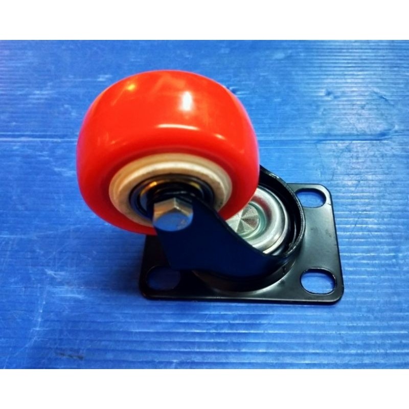 Roda Troli 2 inch RHJ-TW caster germany.PU merah dan hitam.
