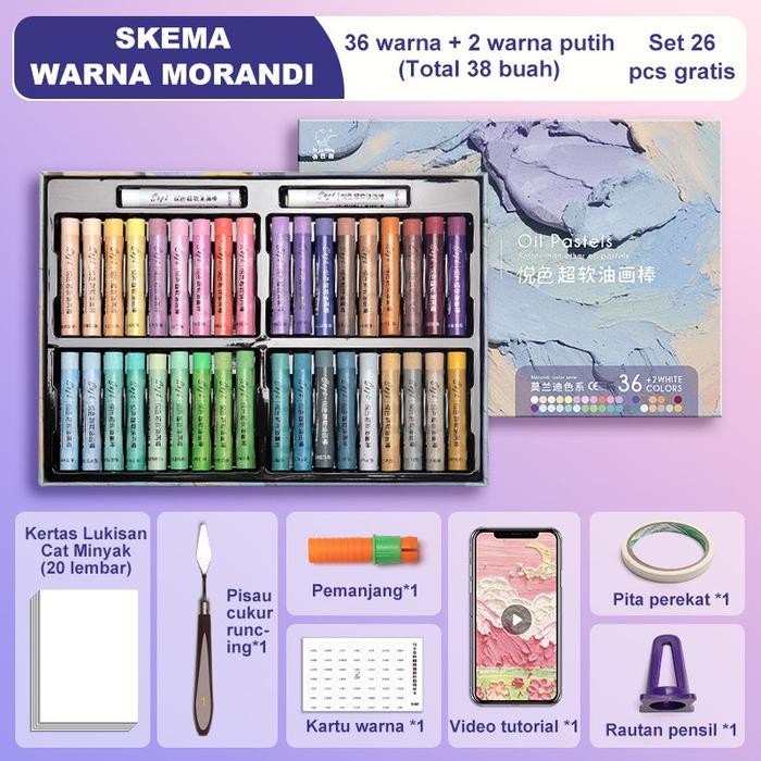 

Art - Warna Berat Pastel Minyak Morandi Krayon Cat Minyak Warna Soft Oil Pastel 1 Set Isi 24 / 36