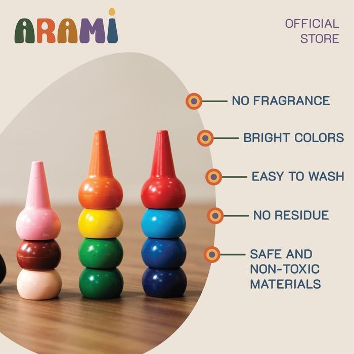 

Art - Ommo Finger Crayons For Toddler 12 Colors Krayon Jari Untuk Bayi