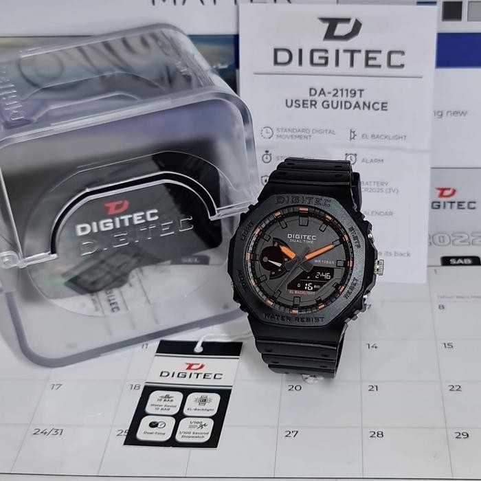 Jam Tangan Digitec Pria Dg 2119 Original Digitec 2119 Hitam Orange