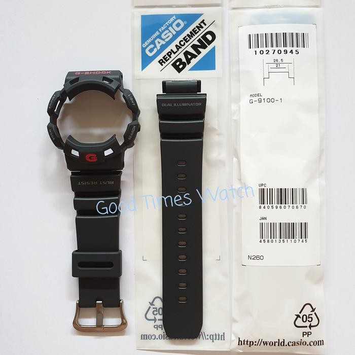 Paket Strap Bezel G-Shock G-9100-1 G 9100 Casio Original