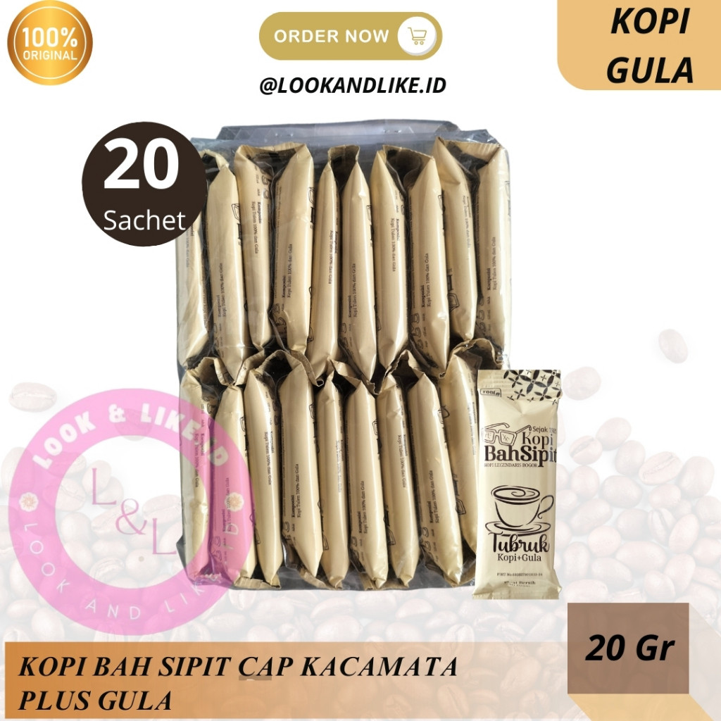 

KOPI PLUS GULA Bah Sipit Isi 20 Sachet x 20 Gram Kopi Legendaris Bogor Halal Enak dan Harum