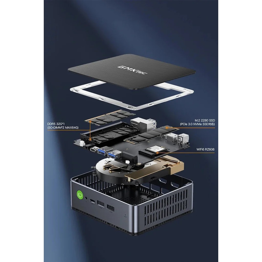 GMKtec K2 Ryzen 7 7735HS Mini PC Windows 11 DDR5 4800Mhz 16GB 512GB Nvme SSD WIFI6 BT5.2 Desktop Gam