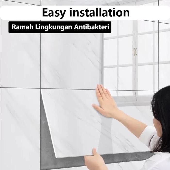 Vinnatsu Wallpaper Kamar Mandi Anti Air Motif/Lantai Marmer Lantai Bertekstur Wallpaper Dinding