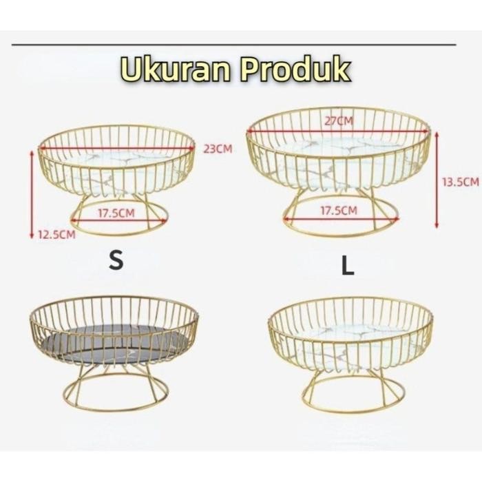 Tempat Buah / Stainless 304 Gold Dan Marble Keramik /Keranjang Penyimpanan/Keranjang Buah Gold
