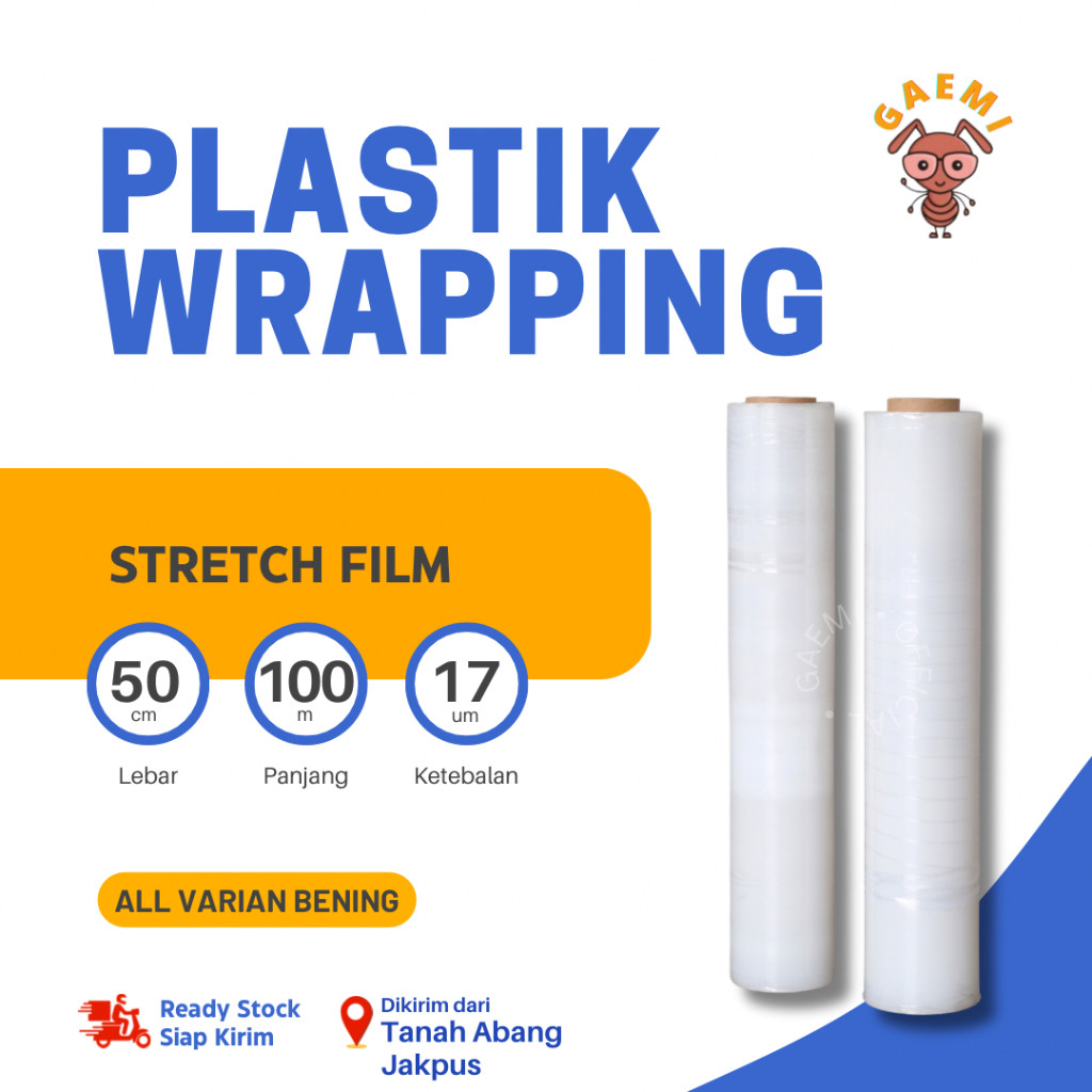 Plastik Film Wrapping Bening Stretch 50 x 100 m Per Roll
