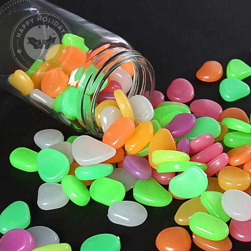 20/50/100 Buah 2-3Cm Batu Bercahaya Warna-warni Merah Muda Hijau Oranye Neon Batu Telur Angsa Akuari