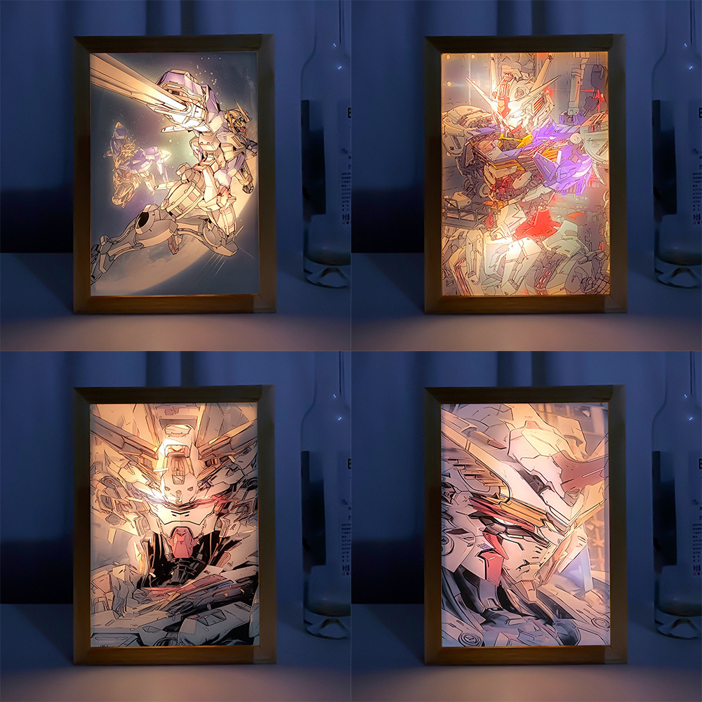 GUNDAM Lampu LED Lukisan Lampu Malam Anime Lampu Nirkabel Gundam dengan Tiga Jenis Lampu Dekorasi Me