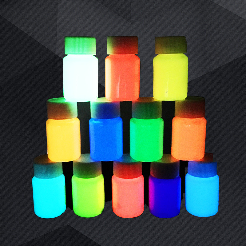 13 Warna Cat Akrilik Menyala Dalam Gelap Emas Cat Bercahaya Pigmen Bercahaya Bubuk Neon Lukisan untu