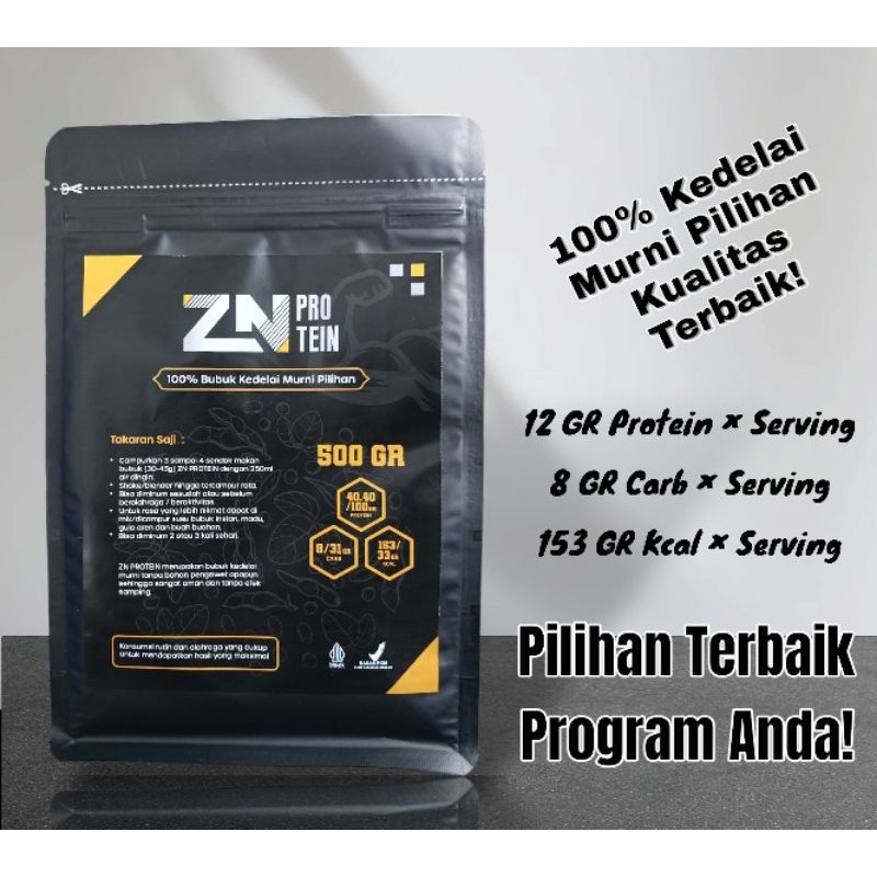 WHEY ZN PROTEIN SUSU KEDELAI BUBUK MURNI 500 GR