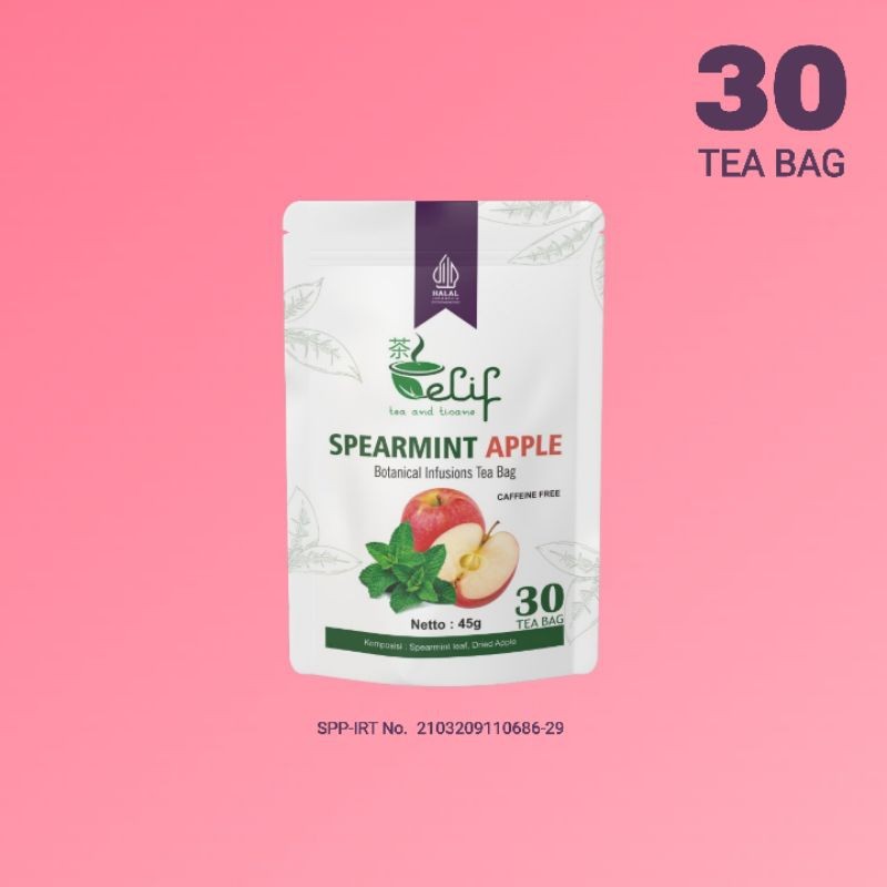 

ELIF TEA AND TISANE Spearmint Apple Tea Teh Spearmint & Buah Apple 30 Tea Bag [PREMIUM]