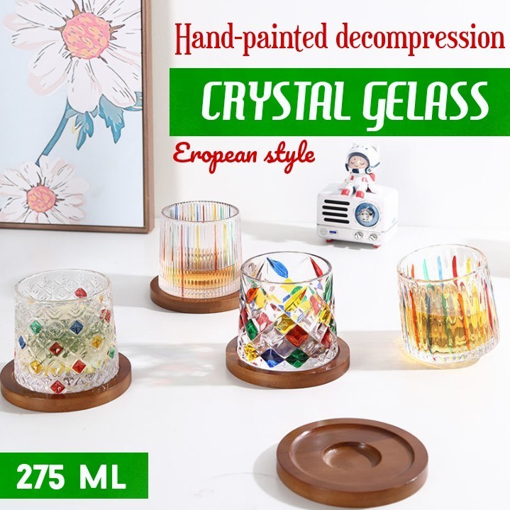 

275 ml European-style Crystal Glasses Hand Painted Cup Style Eropa [PREMIUM]