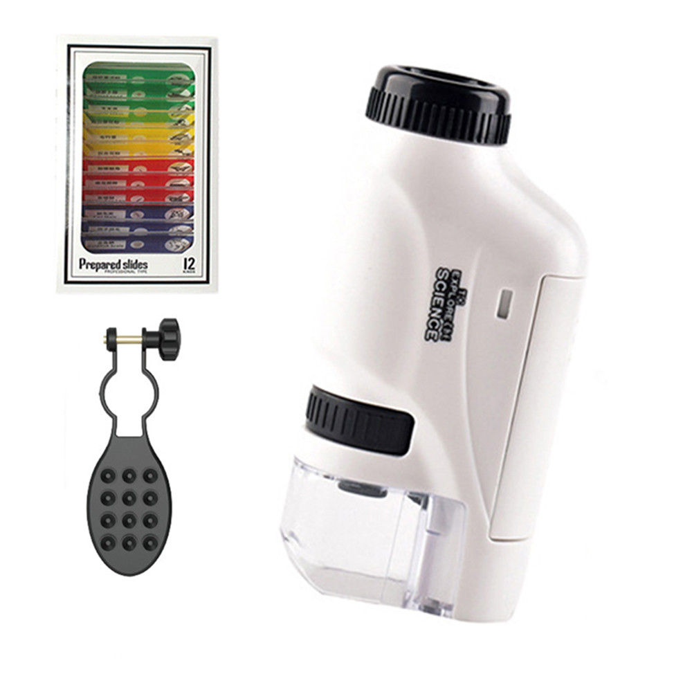 Kit Mikroskop Saku Mini 60-120x Mikroskop Genggam Lab Mikroskop Bertenaga Baterai dengan Lampu LED M