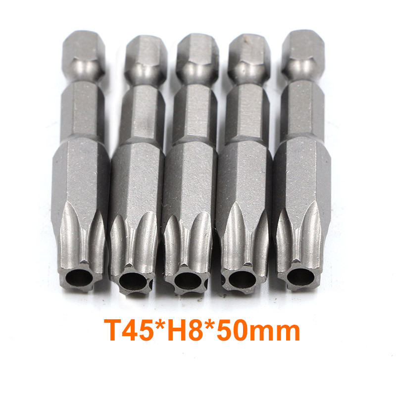 5 Buah 1/4 Inci Mata Obeng Kepala Bintang Pentakel Magnetik Alat Tangan Mata Obeng Listrik T45 Panja