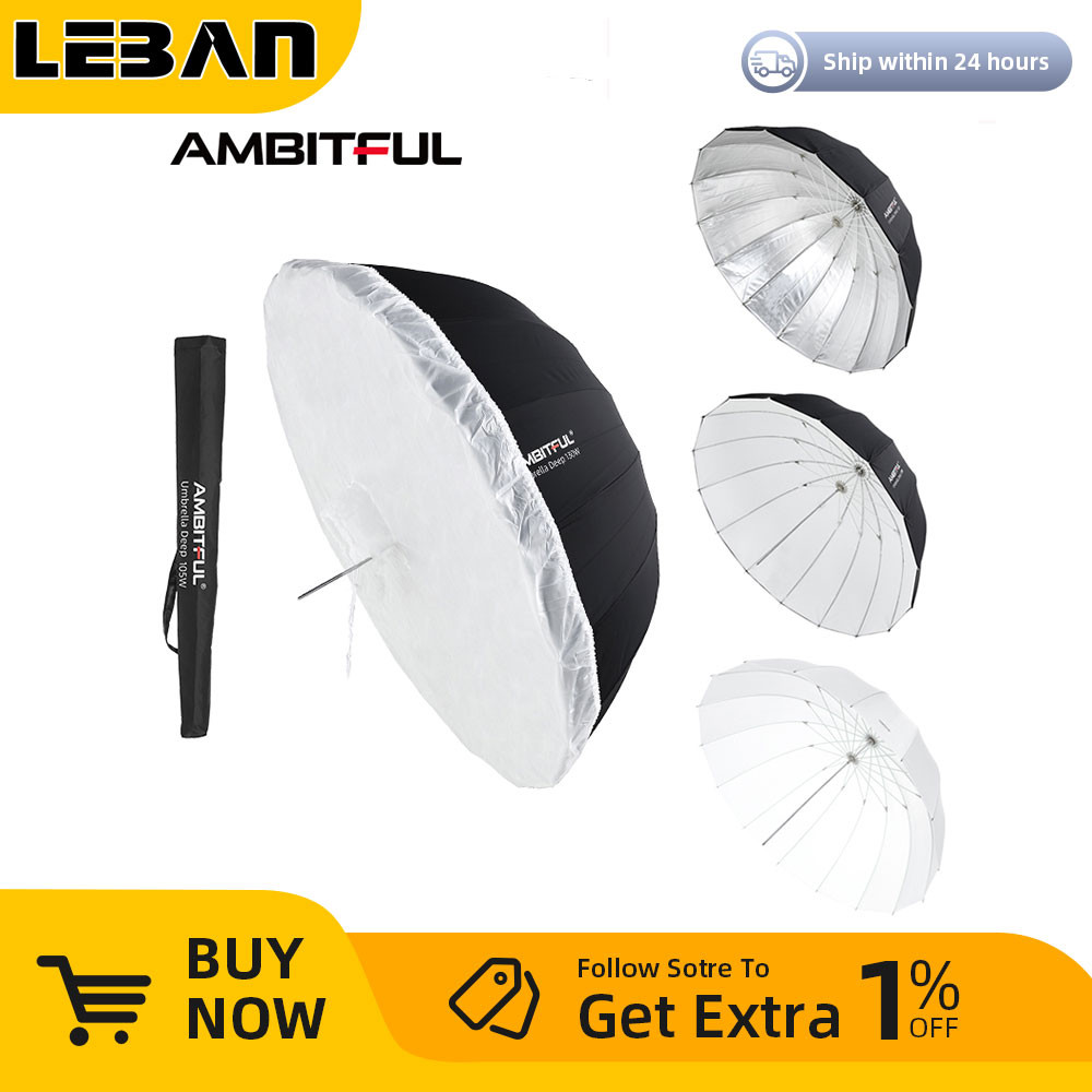 AMBITFUL 105Cm 130Cm 160Cm Parabola Dalam Hitam Perak Putih Payung Reflektif Lampu Studio Payung Dif