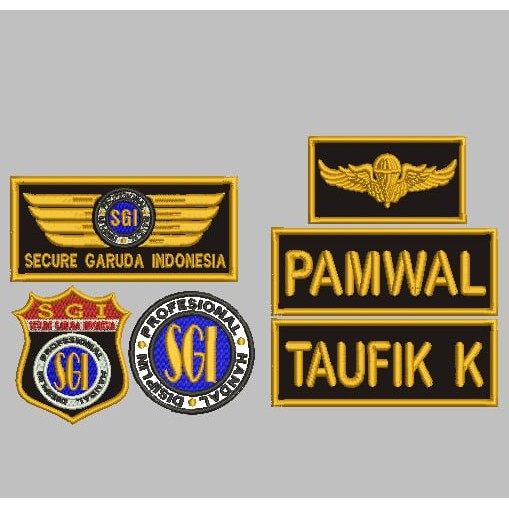 BCP-373 PATCH BORDIR SECURE GARUDA INDONESIA SGI/CUSTOM NAMA LOGO/AKSESORIS