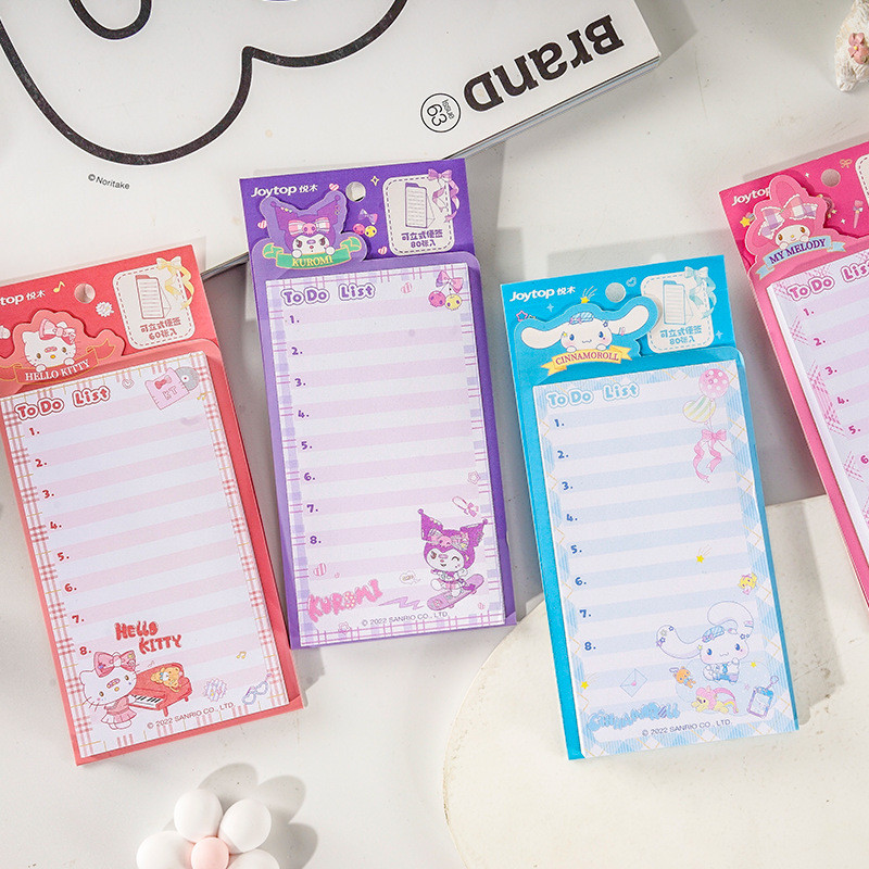 4 Book Sanrio Notepad Hello Kitty Kuromi Not Stickable Memo Pad Note Paper Stationery Sticky Notepad