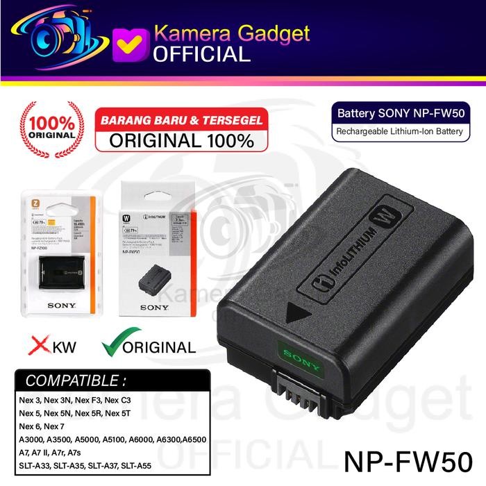 TERBARU BATTERY SONY NP-FW50 ORIGINAL - BATERAI SONY A7 SONY A6000 A6300 A7