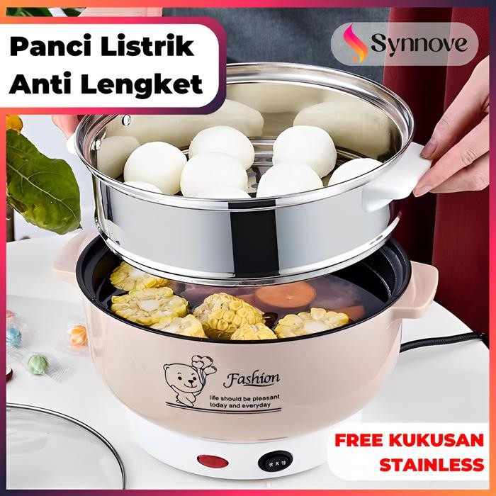 TERLARIS Panci Listrik Serbaguna Free Kukusan Panci Elektrik Multifungsi Steamer Panci Kukus