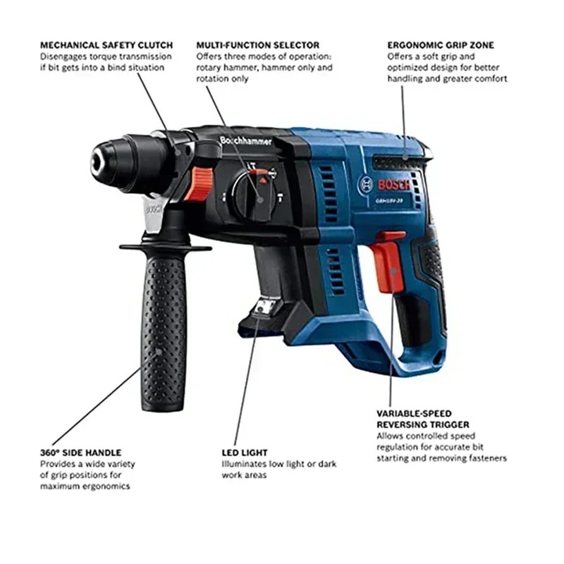 BOSCH GBH 180-LI Brushless Cordless Rotary Hammer Bare Metal 18V Multifunctional Lithium Percussion 