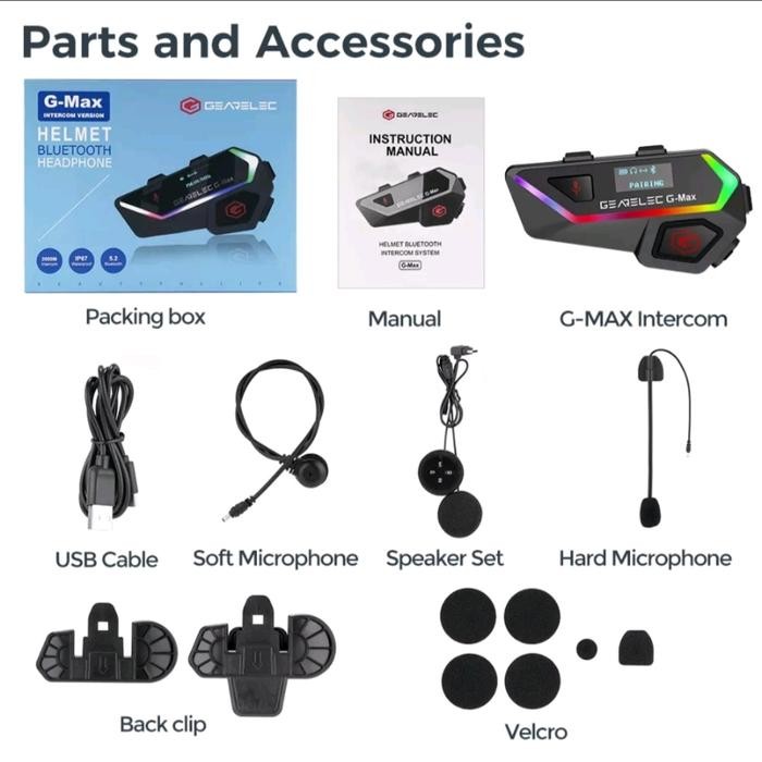 GEARELEC G MAX INTERCOM BLUETOOTH 2KM NEW