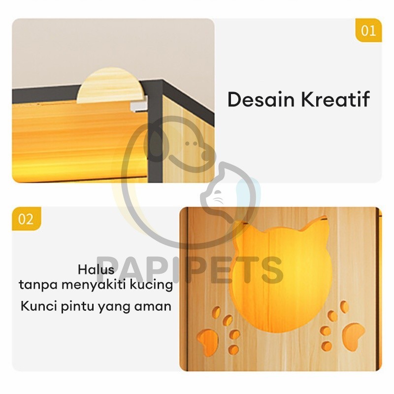 Fur Babies Kandang Rumah Kucing Tahan Gores Rumah Kucing Kayu Rumah Kucing Vila Kandang Kucing