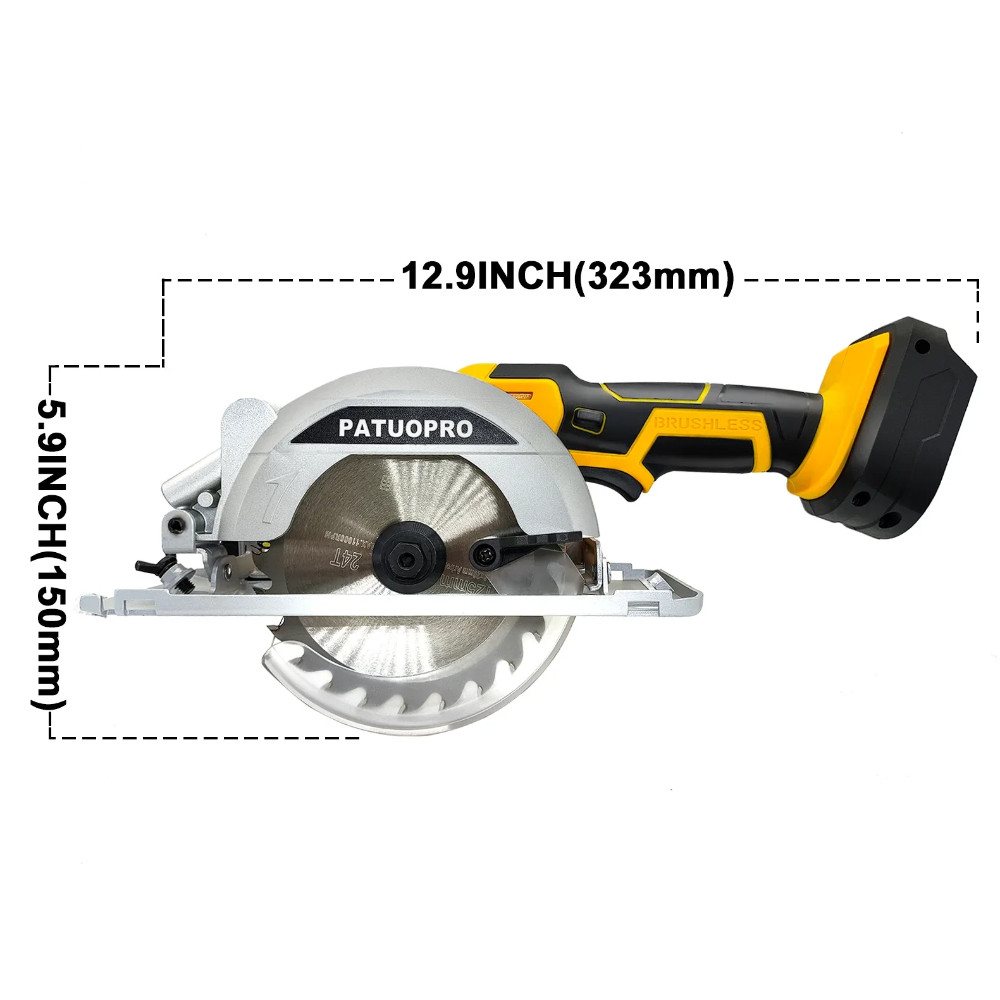 5 Inch Brushless Circular Saw Rechargeable Cordless Electric Saw With Rip Guide And 1 Blade Power To