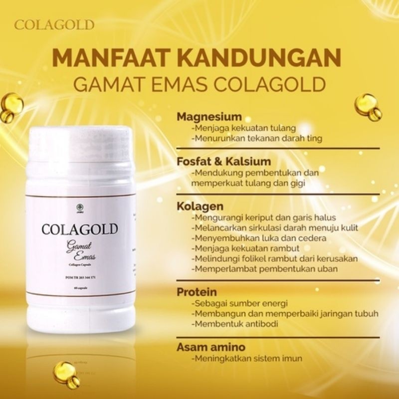 Colagold (2 btl) free emas Colagold kapsul collagen colagen gamat emas penghilang flek suplemen