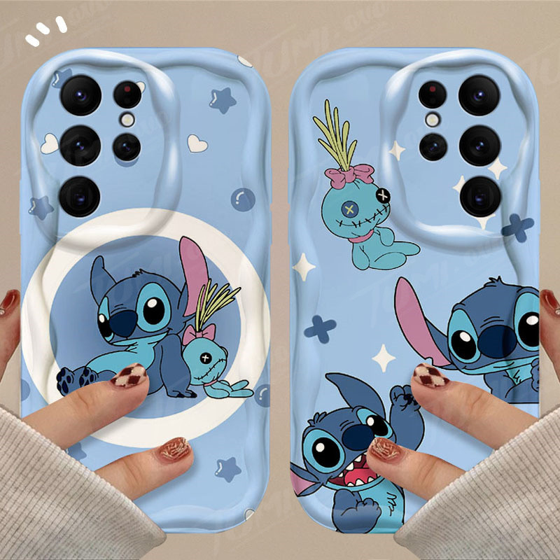 Cartoon Disney Stitch 3D Wave Case For Samsung Galaxy A12 A22 A32 A52 A52S A72 A11 A21S A31 A51 A71