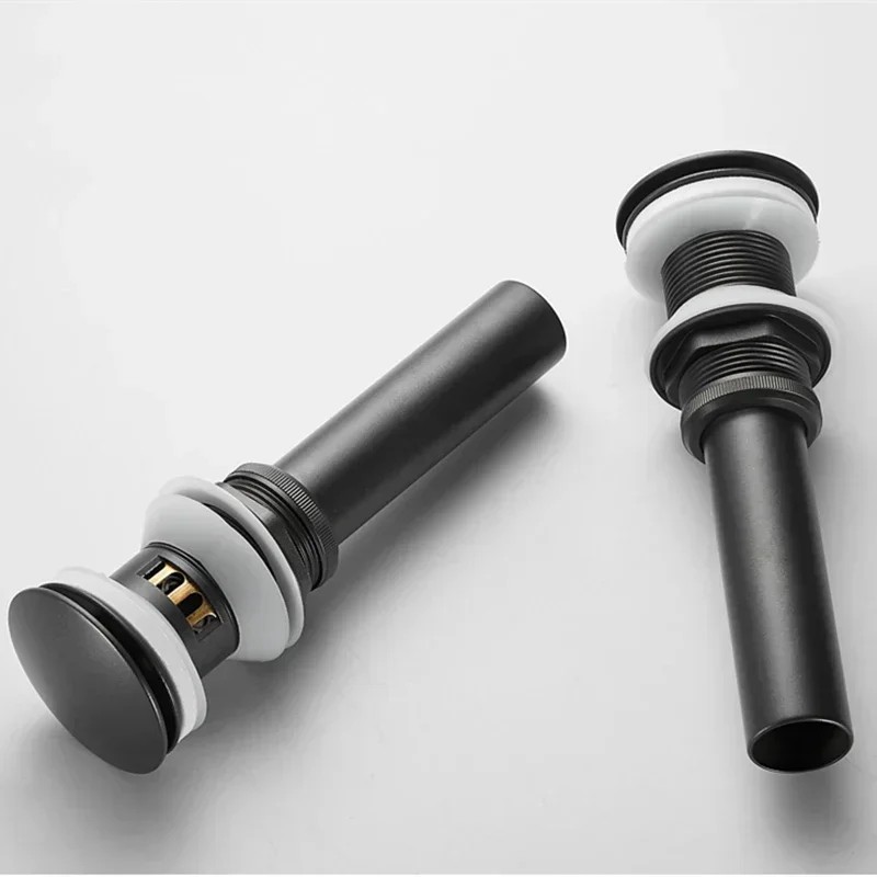 Copper Drains Gun Gray Wash Basin Push Down Pop Up Drainer Basin Drain Waste Stopper Spring Push Ove