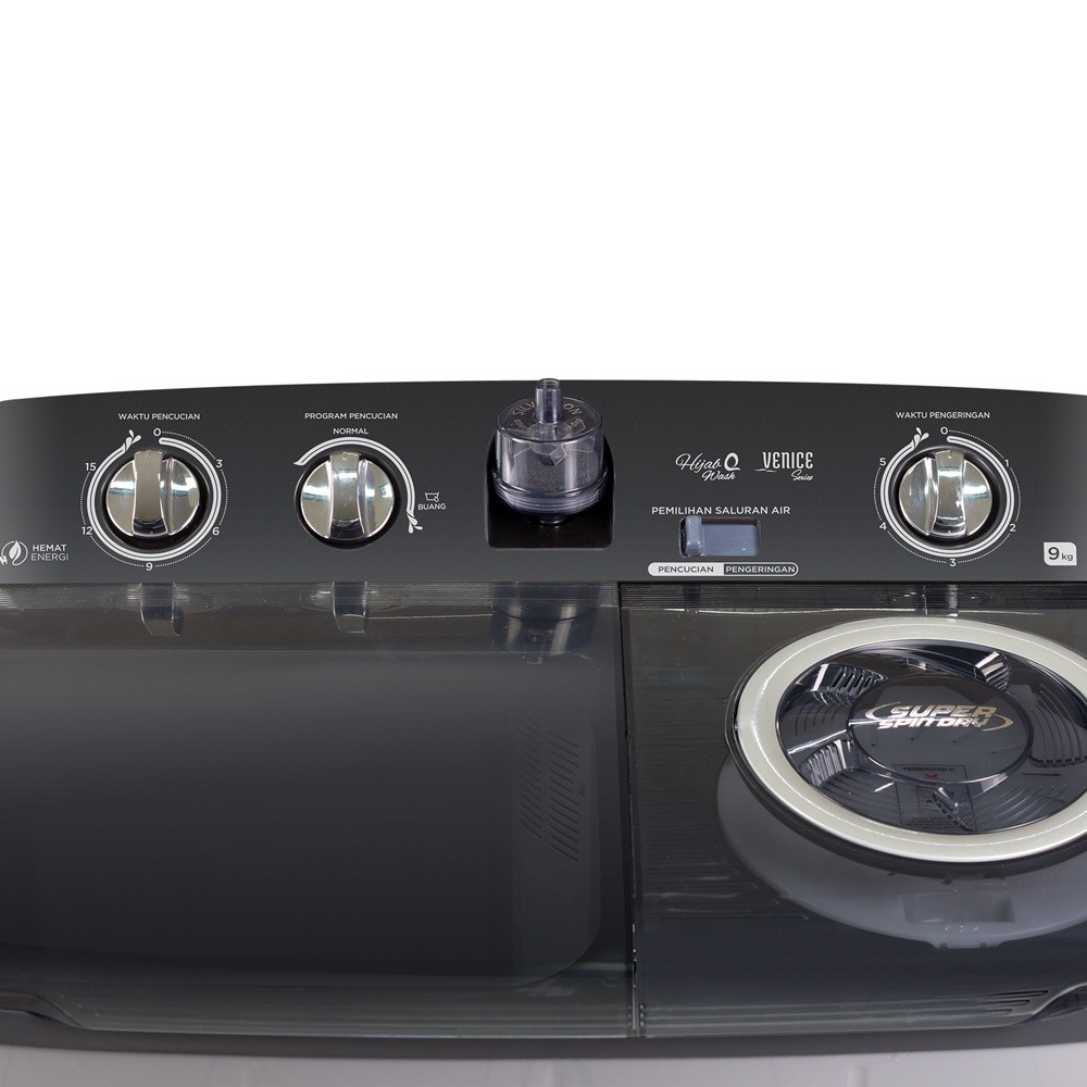Sanken Mesin Cuci 2 Tabung TW-882NP 9Kg Hitam