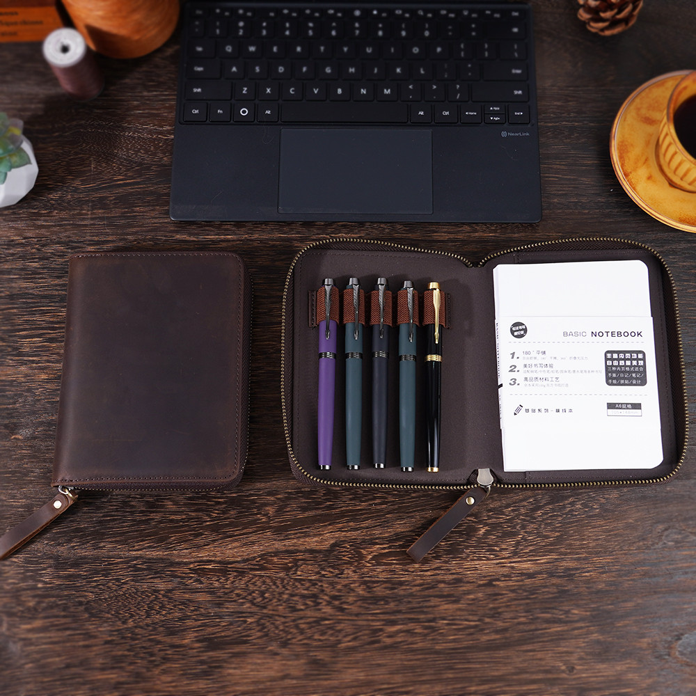 

Genuine Leather Notebook Planner Book Cover A6 For Md Diary Zippered Cover Journal Drawing
