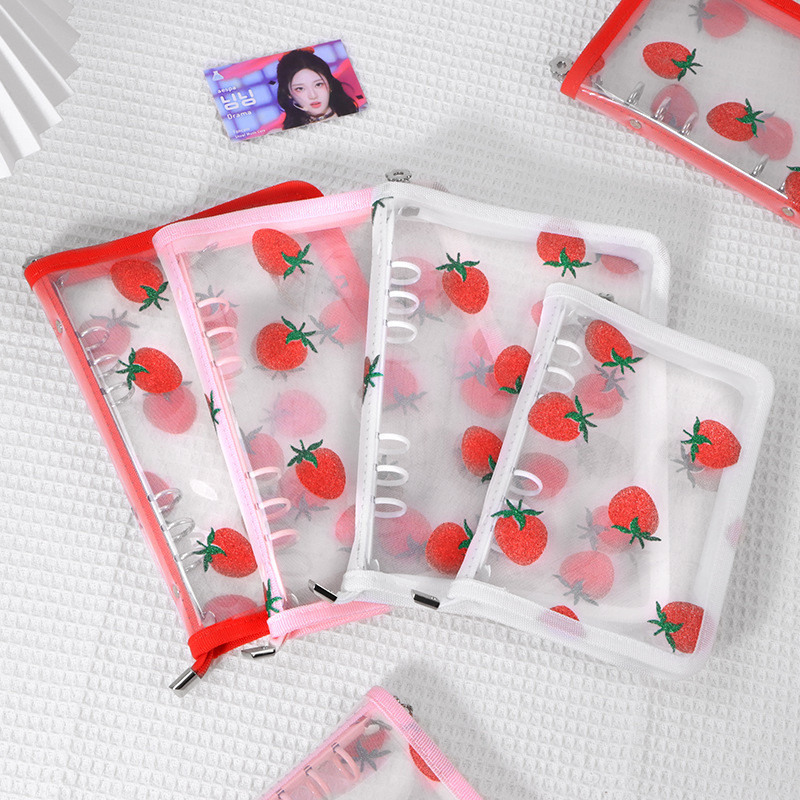 

A5 A6 Lace Strawberry Zip Bag Diy Binder Photocards Collect Book Diary Agenda Planner Diy Cover