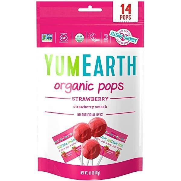 

YumEarth Organic Pops Yum Earth 14pops Lollipops gluten free sugar 14 pops 15 pops free vegan non